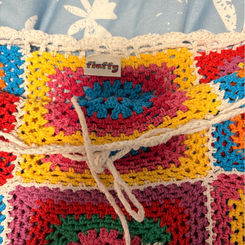 Multicolor Crochet Patchwork Mini Skirt - Picture 2 of 5